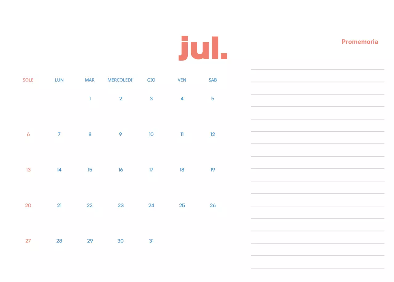 Calendario aziendale con simpatiche illustrazioni