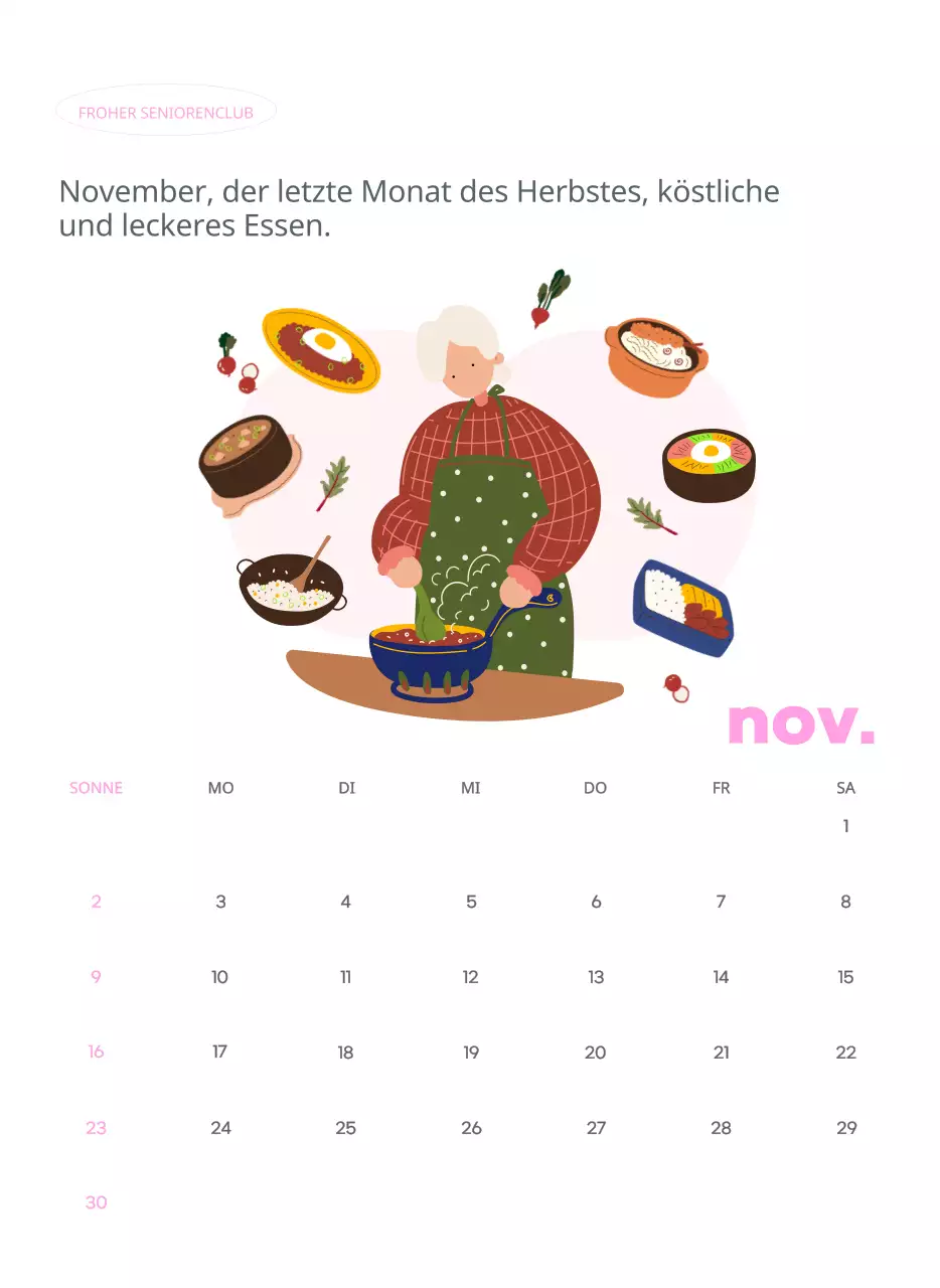 Geschäftskalender mit niedlichen Illustrationen