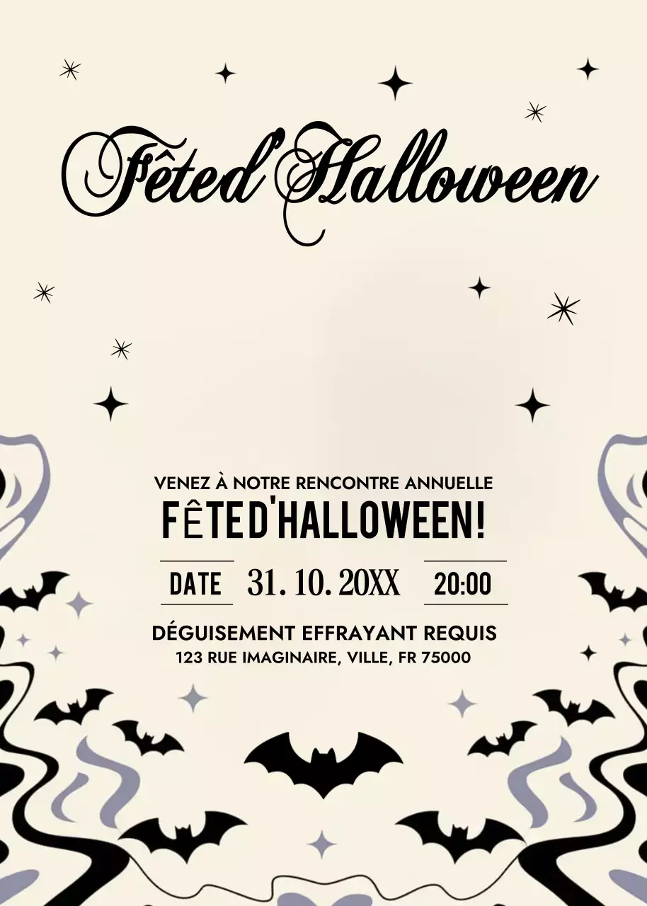 invitation vintage beige pour Halloween
