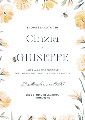 Invito di nozze floreale giallo verde