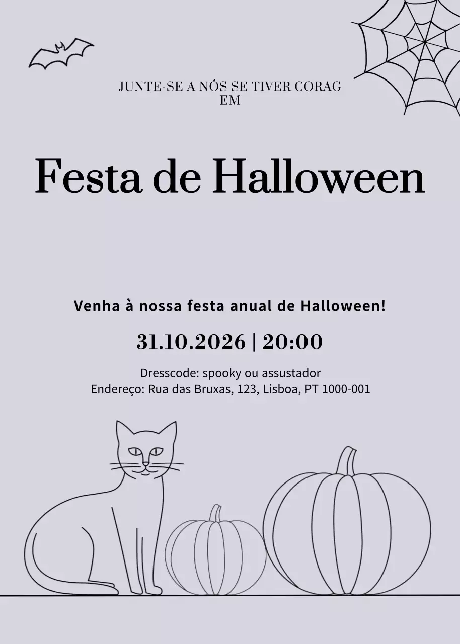 Convite de Halloween minimalista cinzento