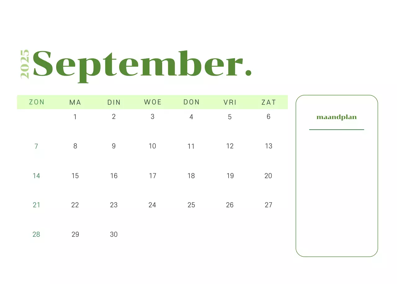 Kalender met jeugdillustraties op een geelgroene achtergrond