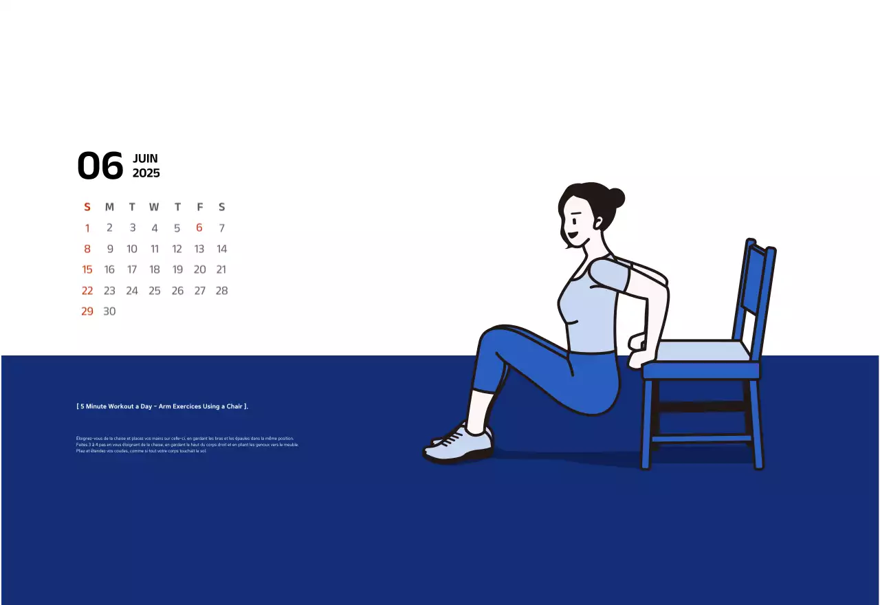 Calendrier simple avec des illustrations bleues et épurées