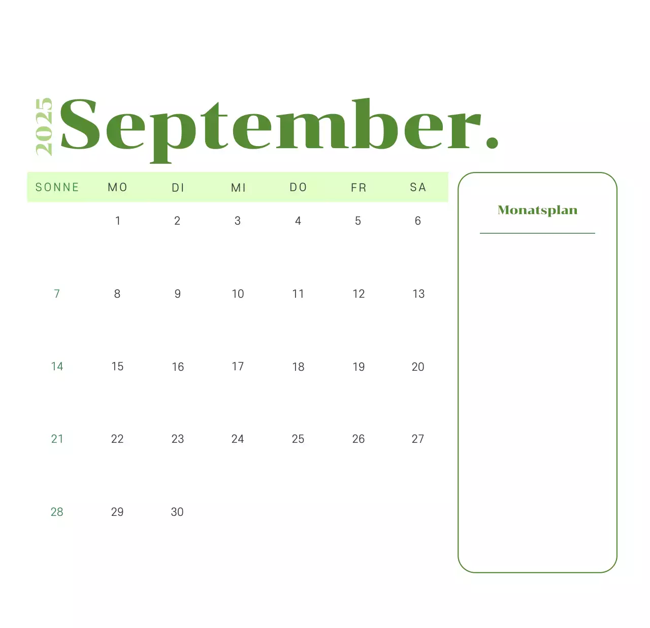 Kalender mit Jugendillustrationen auf gelb-grünem Hintergrund