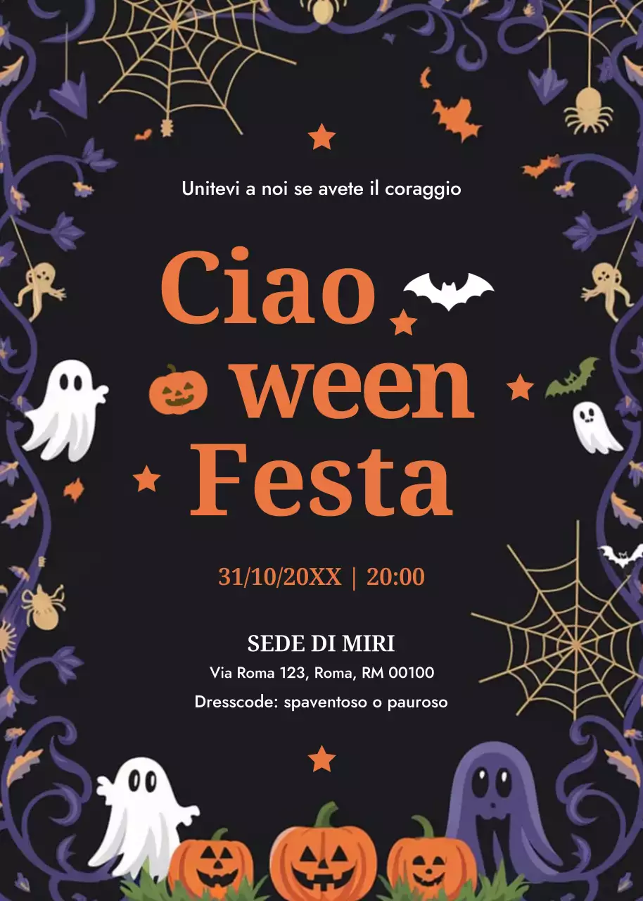 invito gotico nero per Halloween