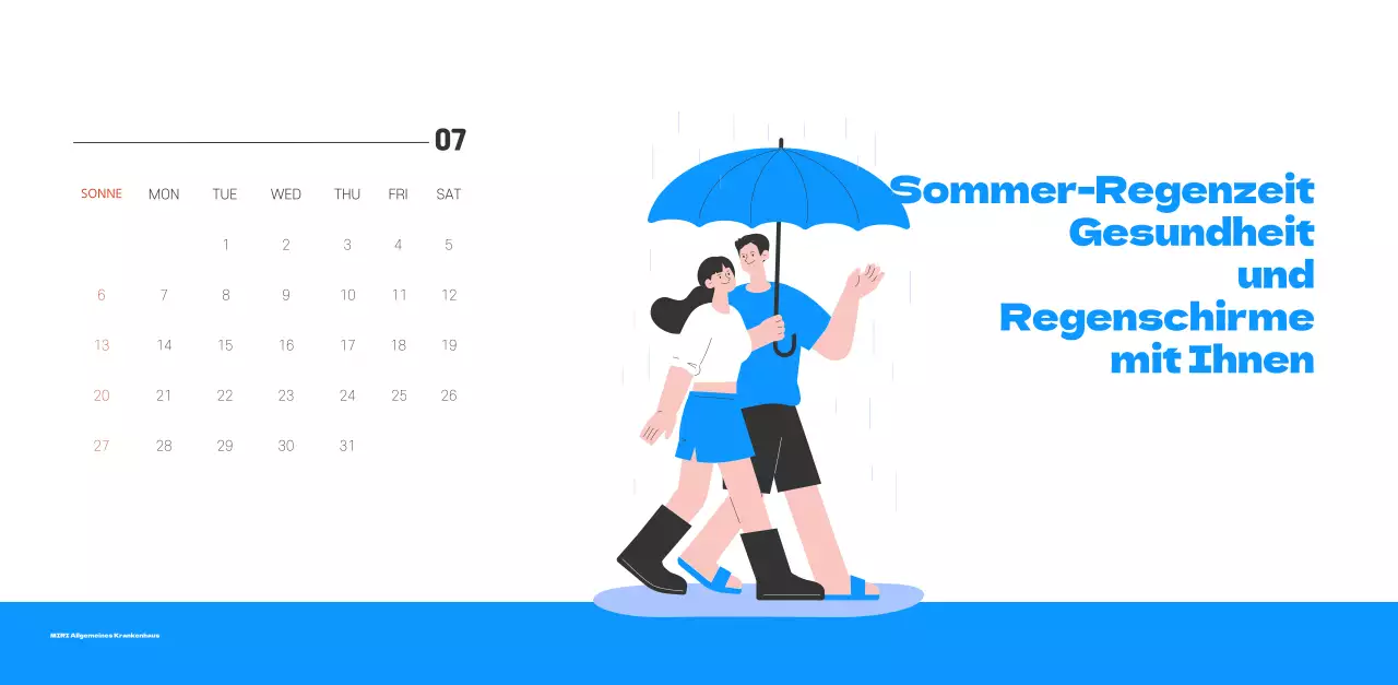 Ein festliches Krankenhaus mit Illustrationen zum Thema Gesundheit und Familie und farbenfrohen Akzenten