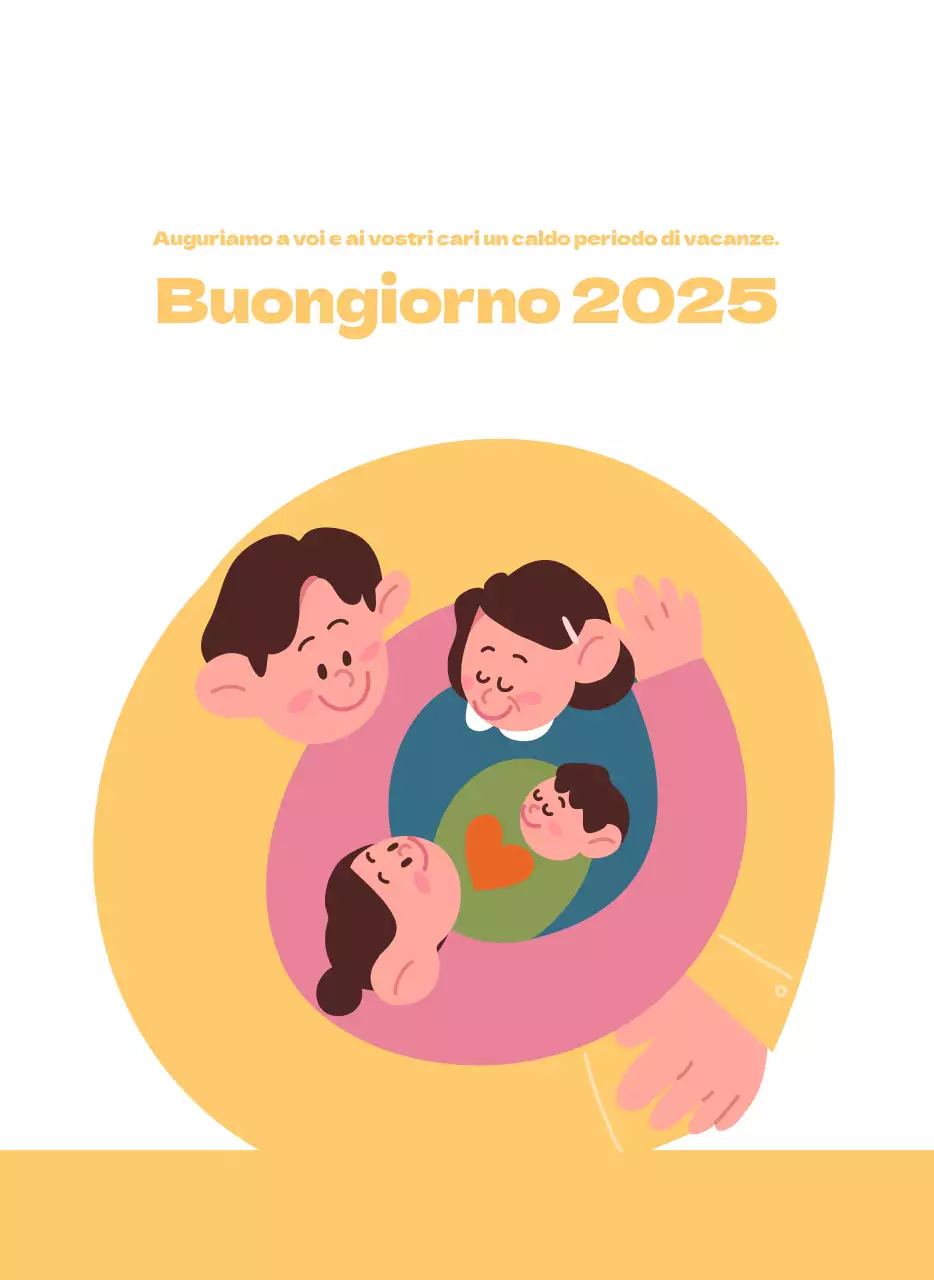 Un ospedale festivo con illustrazioni a tema salute e famiglia e accenti colorati