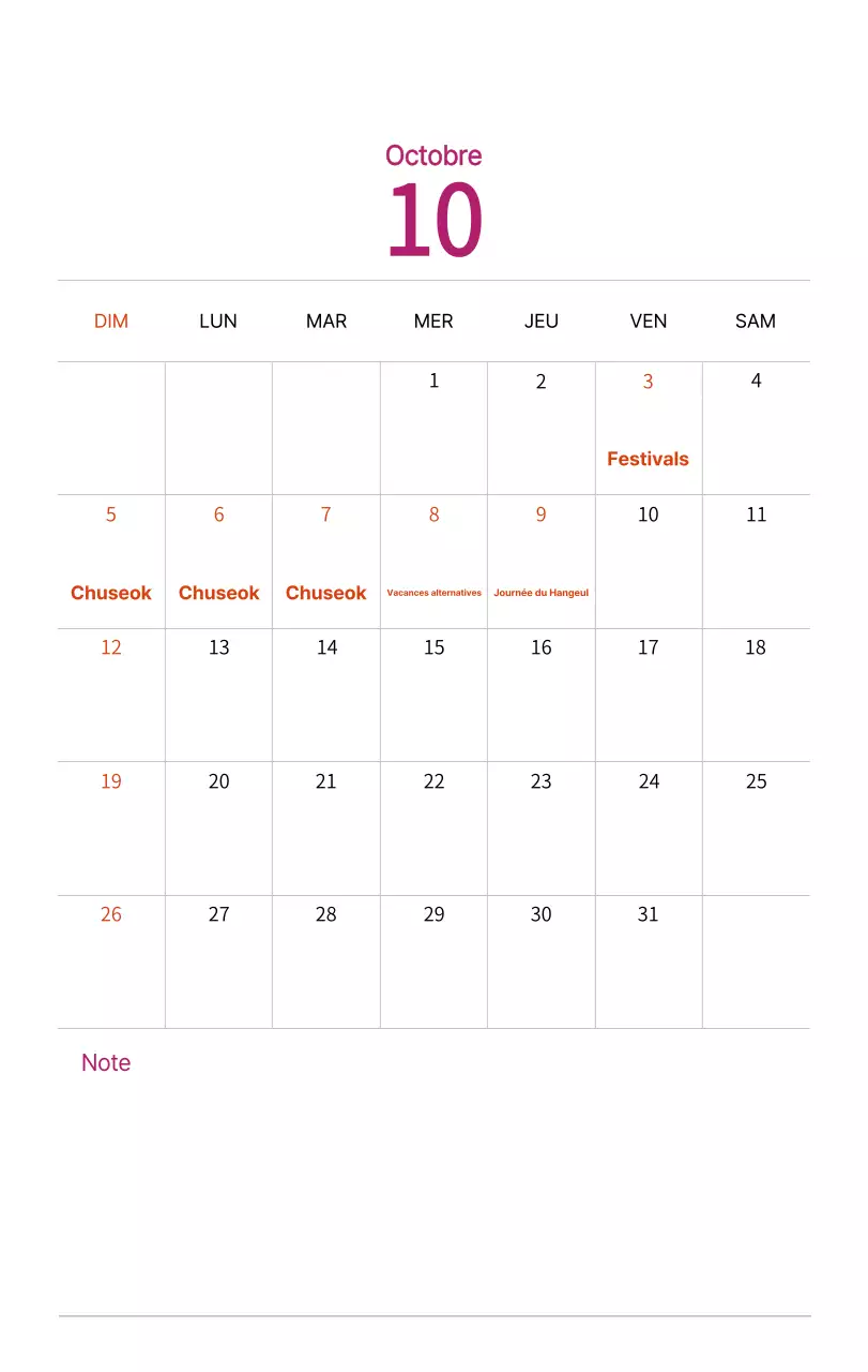 Calendrier du Nouvel An avec illustrations chaleureuses