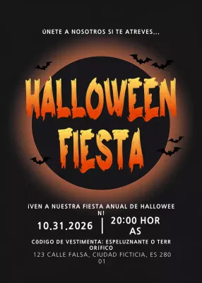 Invitación de Halloween gótica naranja