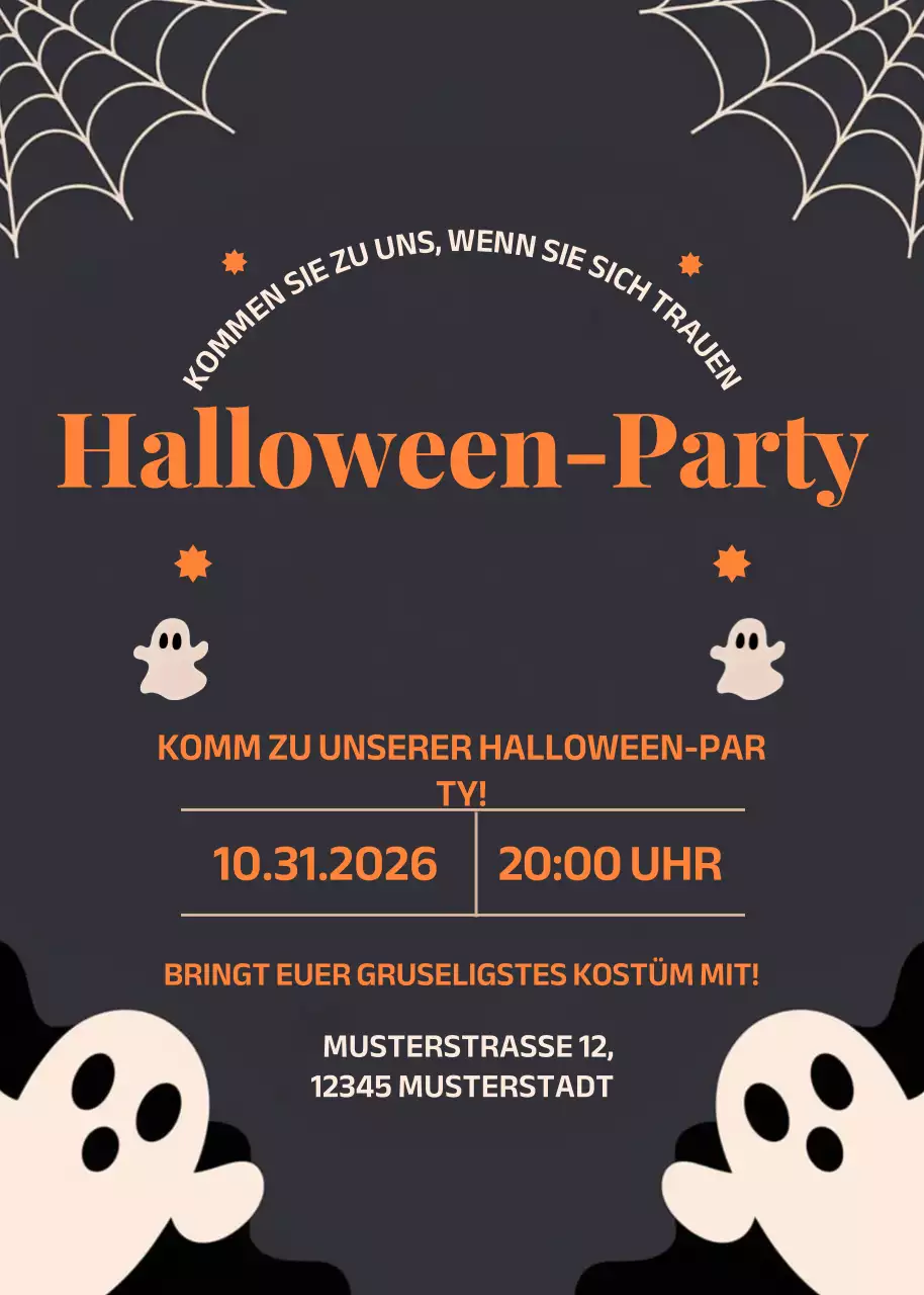 Orange Retro-Halloween-Einladung