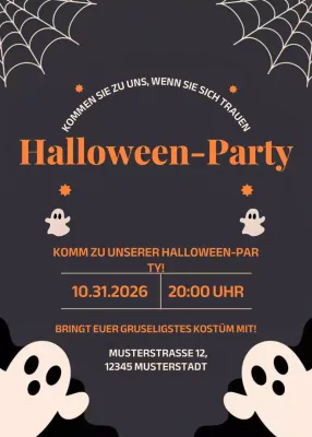Orange Retro-Halloween-Einladung