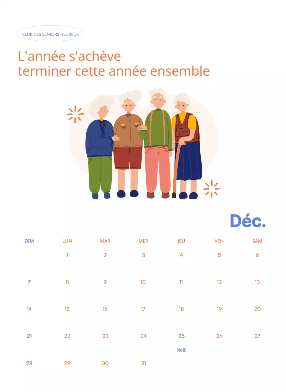 Calendrier d'entreprise avec de jolies illustrations