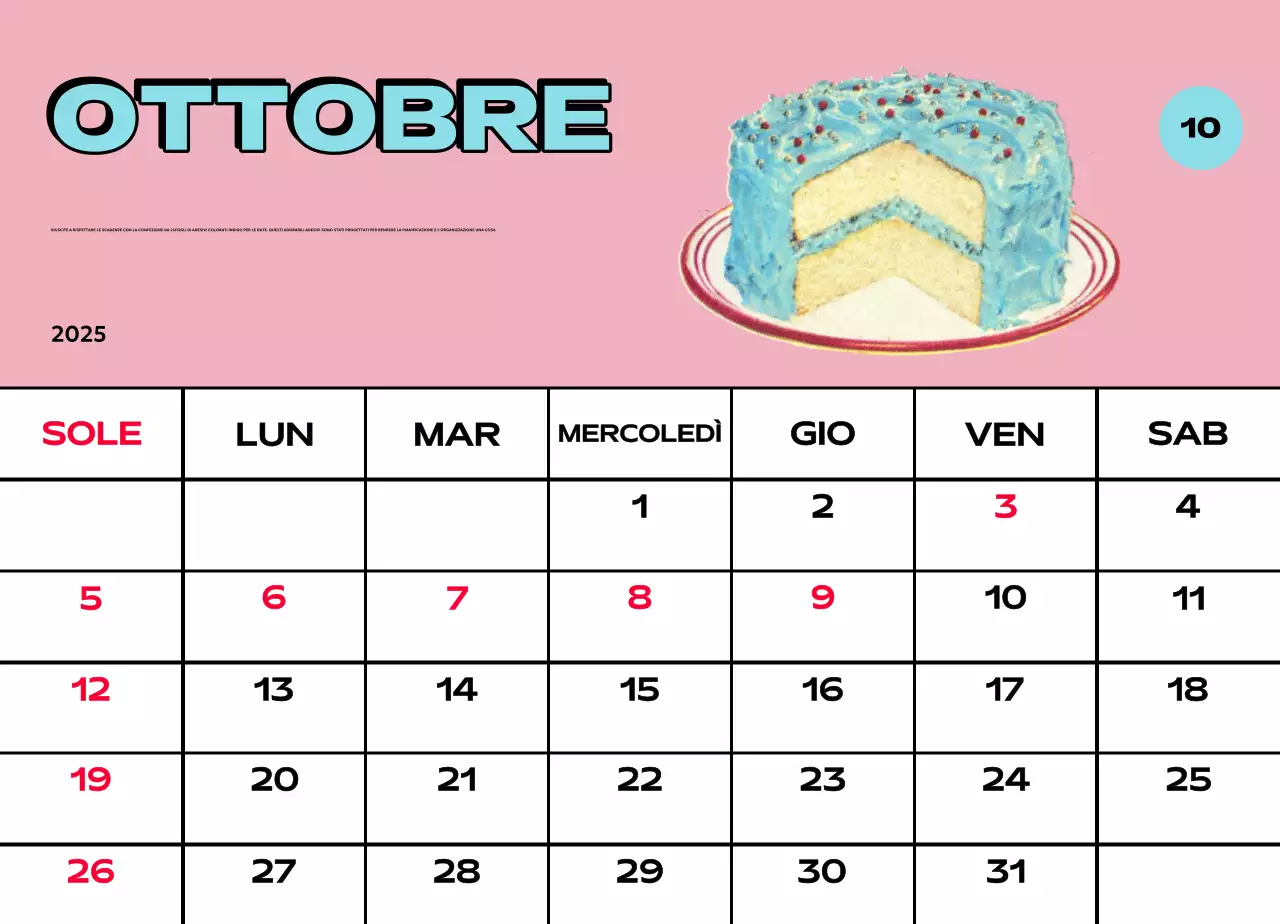 Calendari colorati con una varietà di illustrazioni retrò
