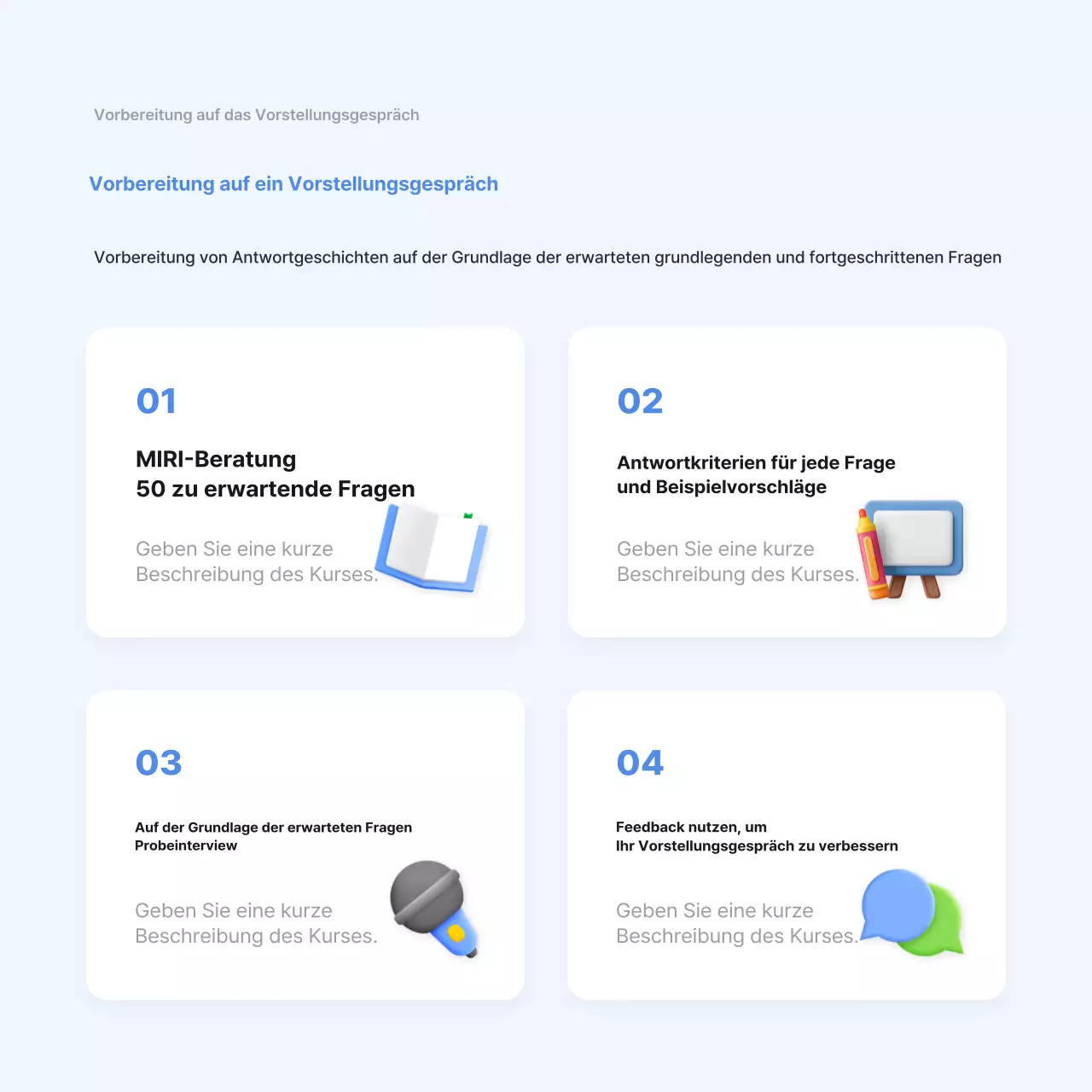 Hellblauer Leitfaden zur Vorbereitung auf ein Vorstellungsgespräch