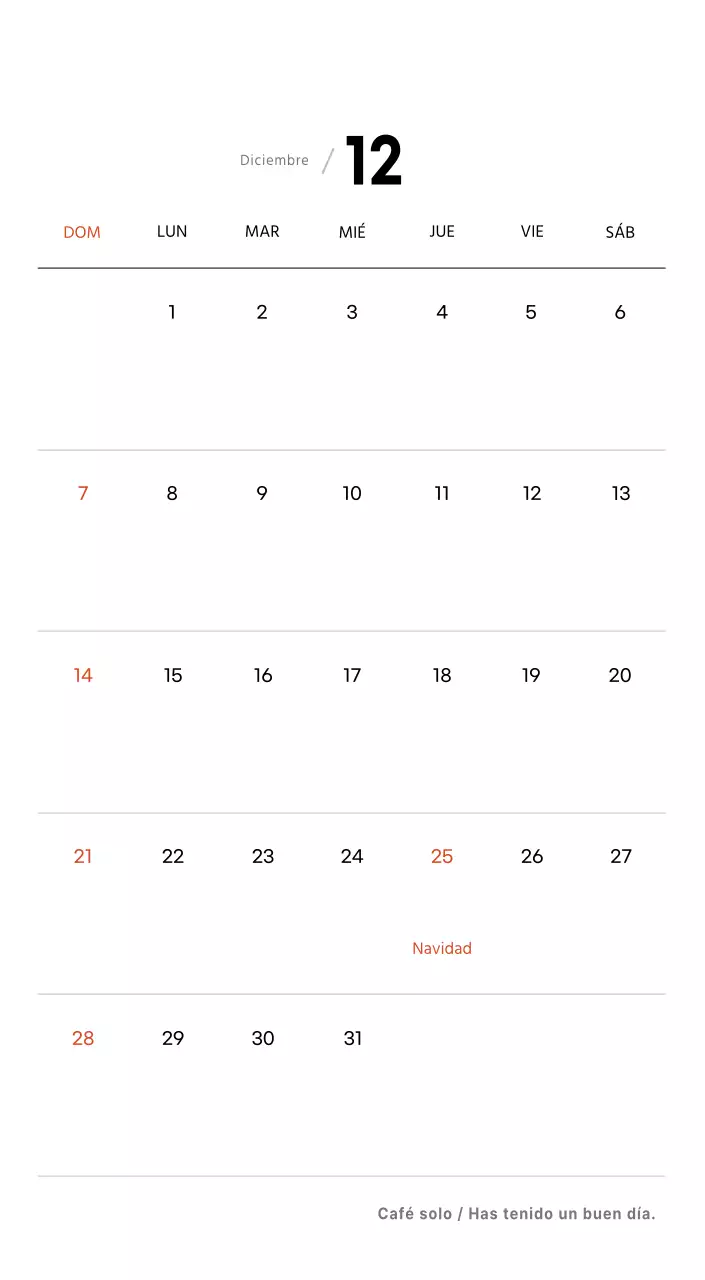 Sencillo calendario de sobremesa con fotos de cafés en tonos blancos