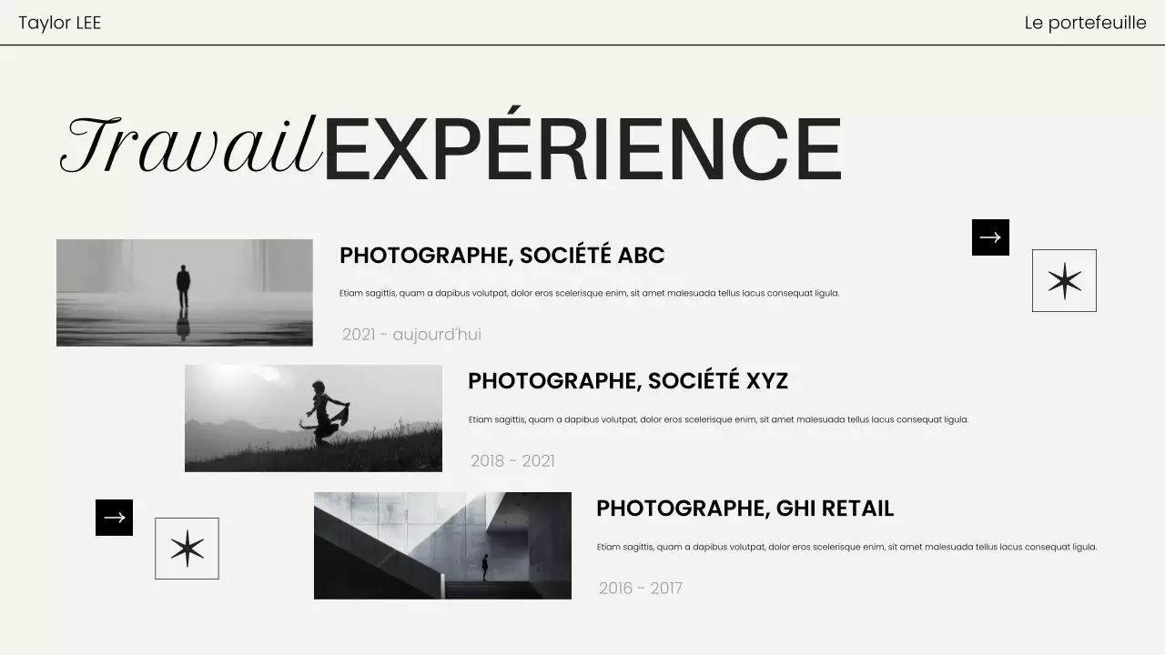 portfolio photographique moderne et noir