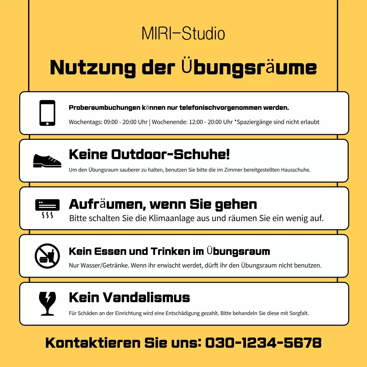 Yellow Simple Practice Room Guide