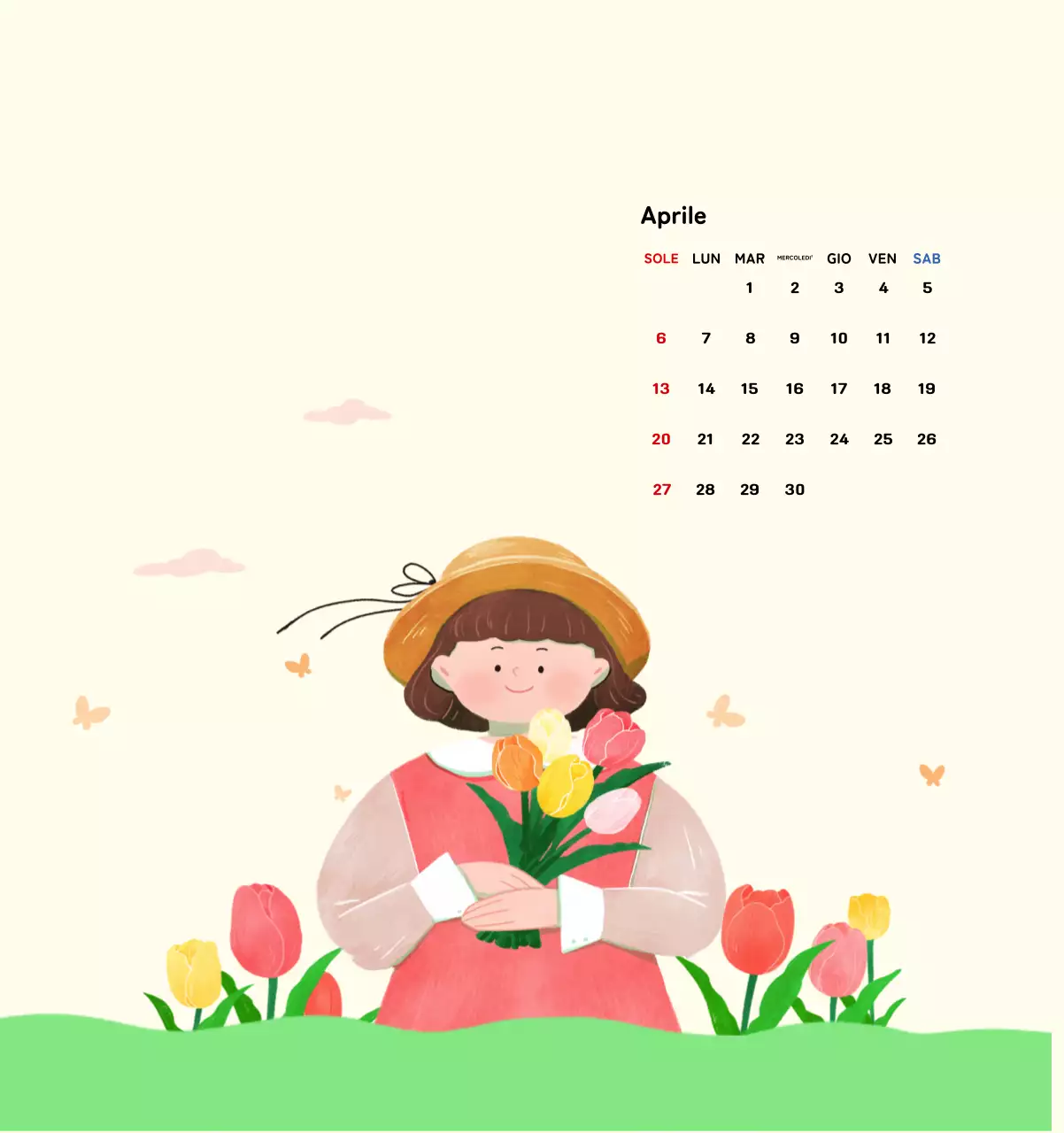 Calendario di Capodanno con una calda illustrazione