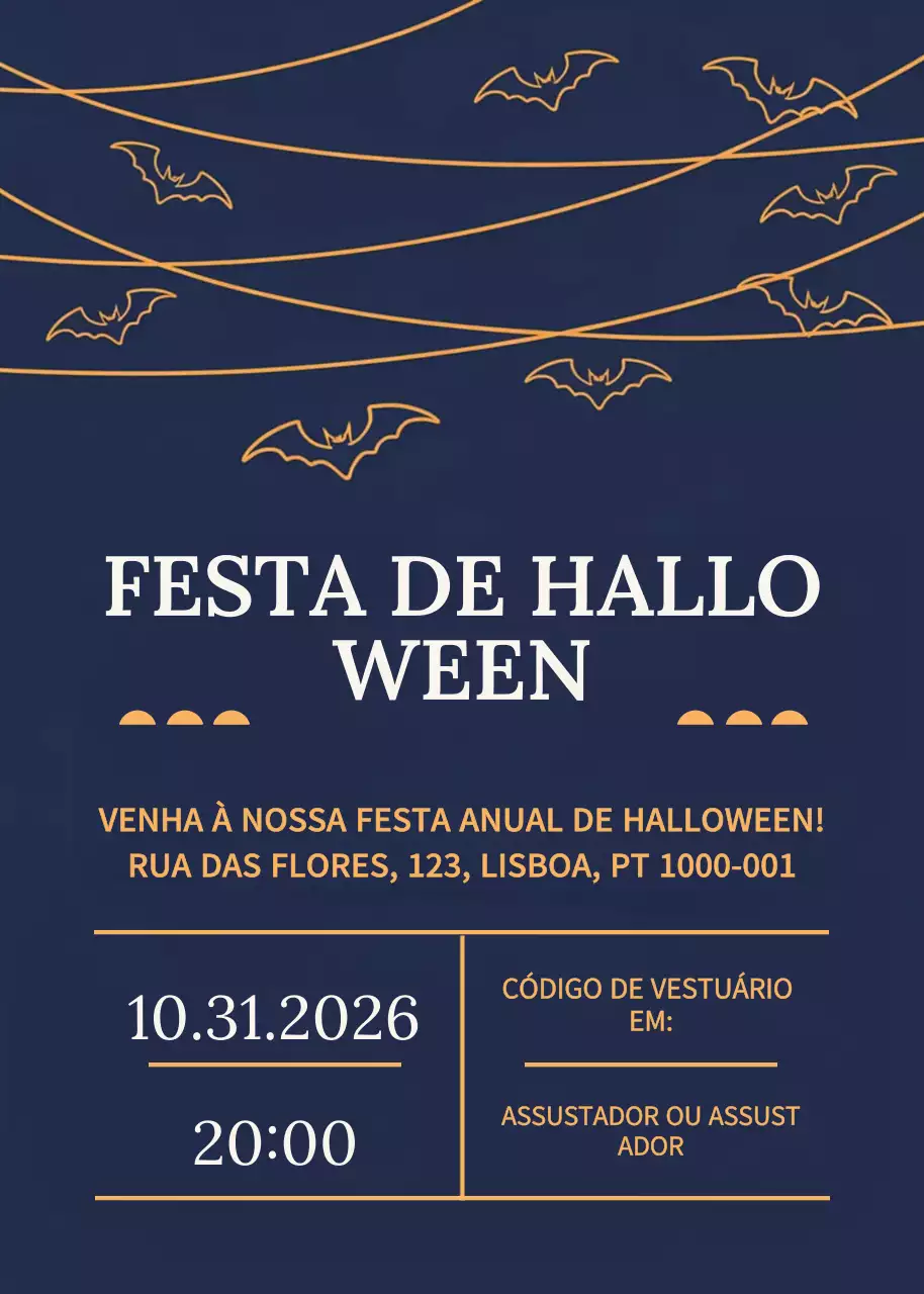Convite de Halloween Navy Retro