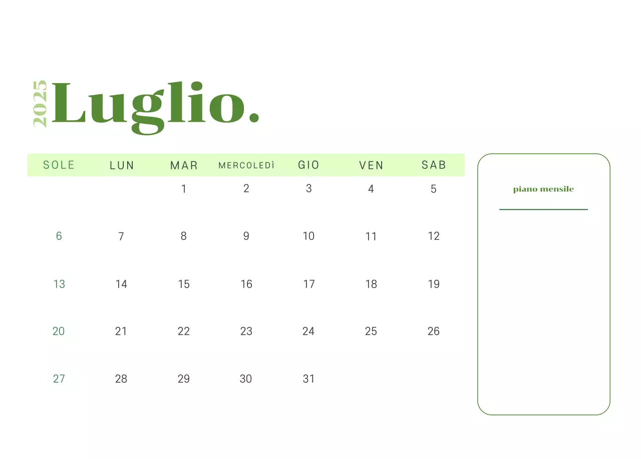 Calendario con illustrazioni giovanili su sfondo giallo-verde