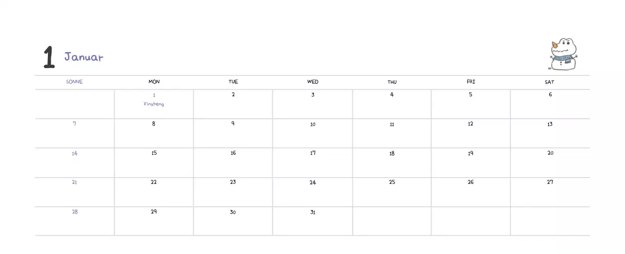 Ein Kalender mit einem niedlichen Ago-Illustrationskonzept
