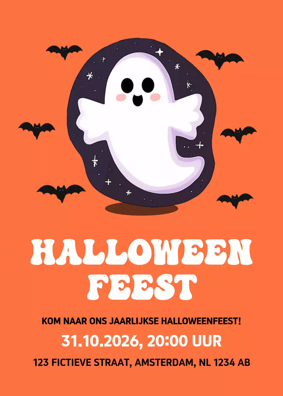 Oranje Retro Halloween Uitnodiging