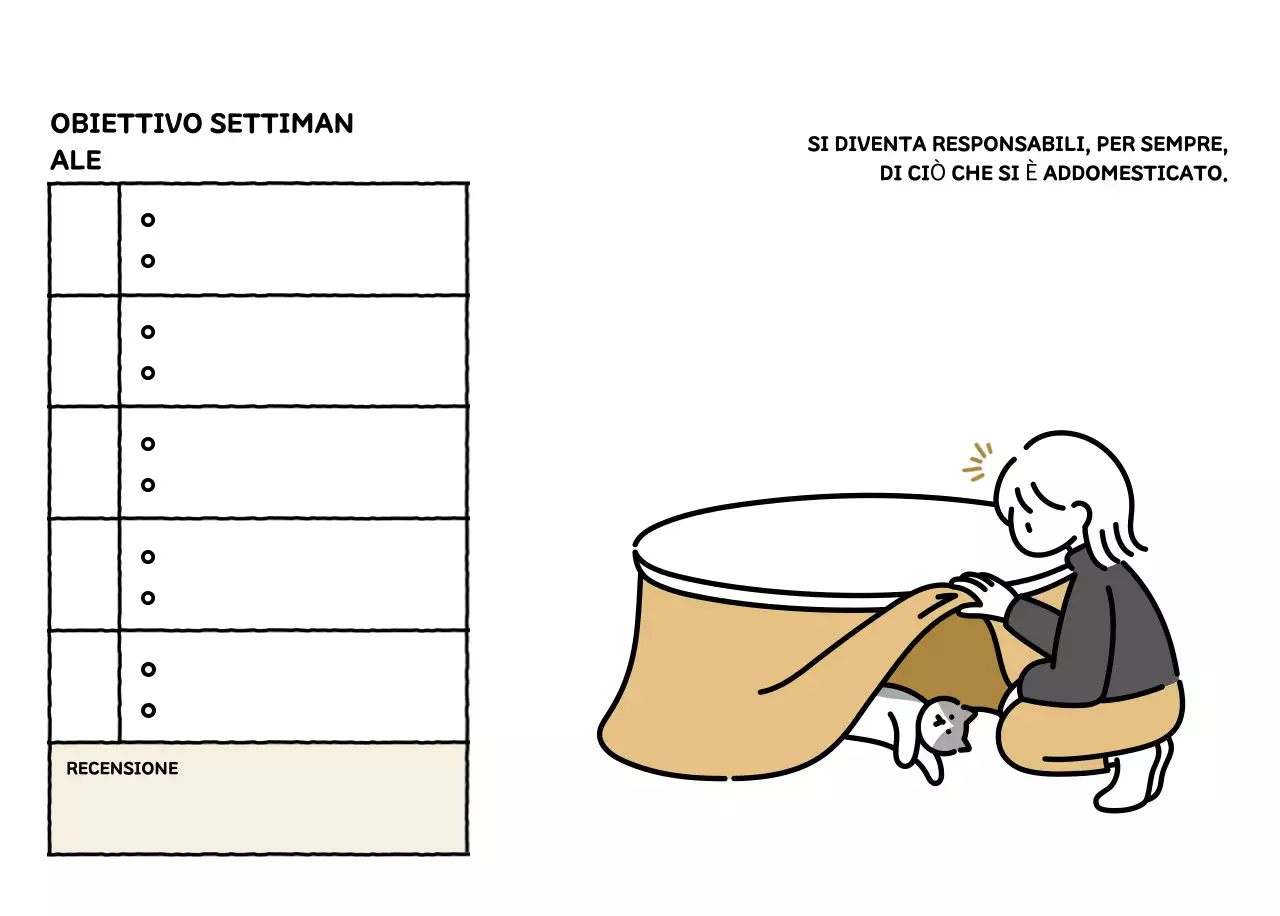 Calendario illustrato con un grazioso stile di linee