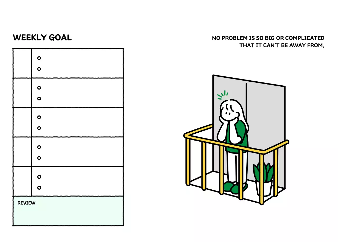 Illustrated calendar with a cute line style