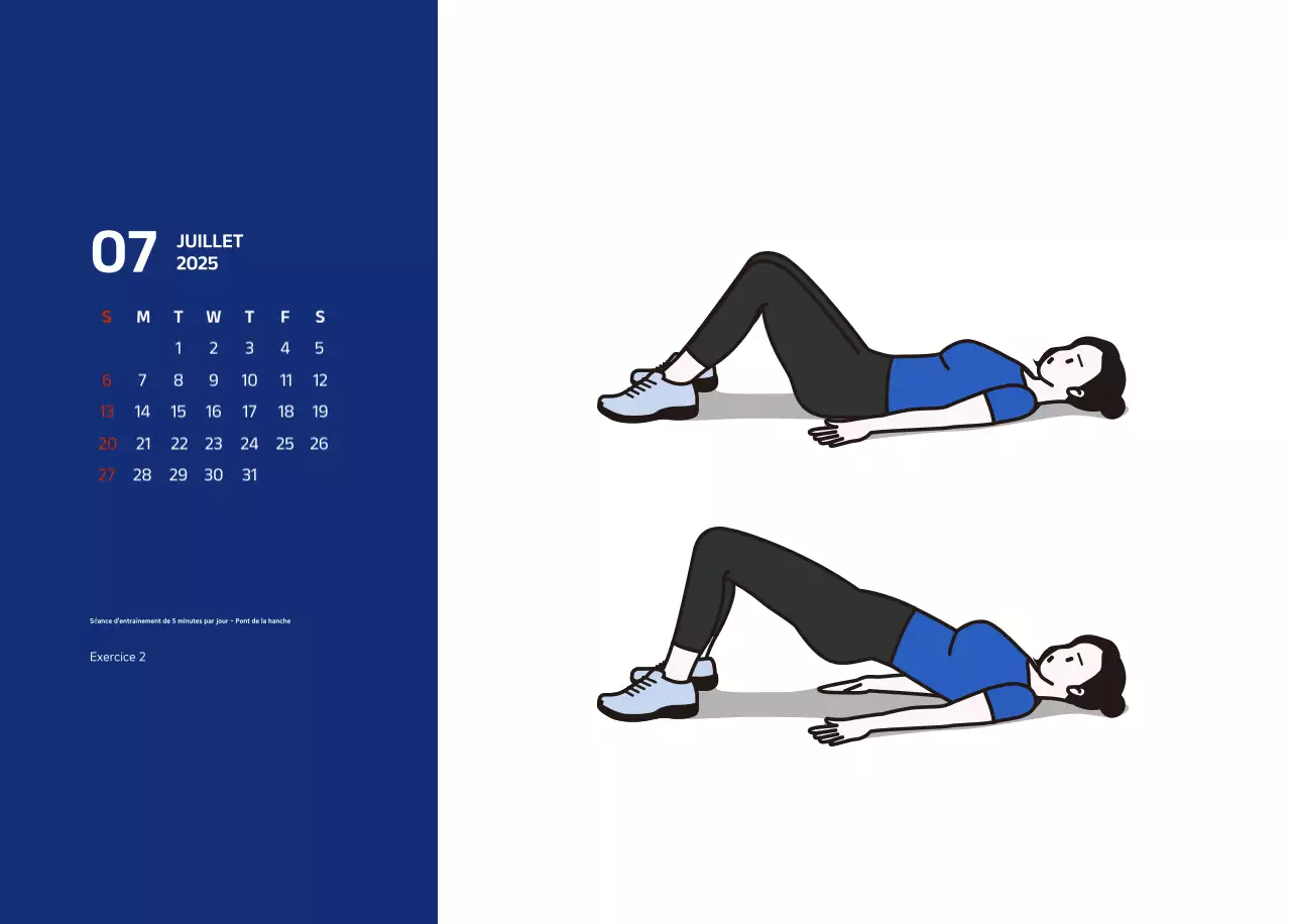 Calendrier simple avec des illustrations bleues et épurées