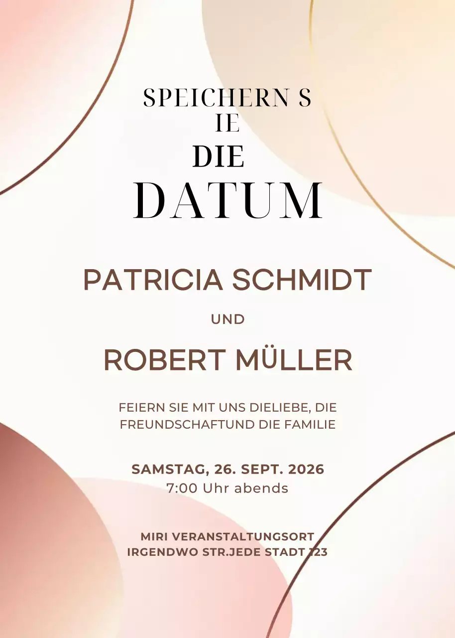 Beige rosa Hochzeitseinladung eleganter Stil