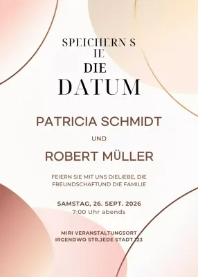 Beige rosa Hochzeitseinladung eleganter Stil