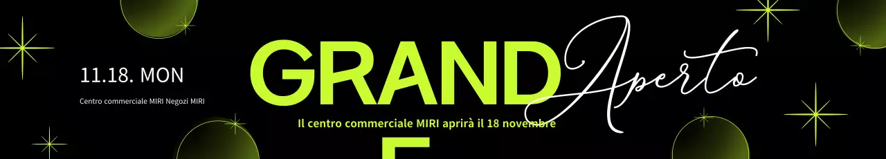 Promuovete l'inaugurazione di un negozio con un disegno geometrico nero e verde lime.