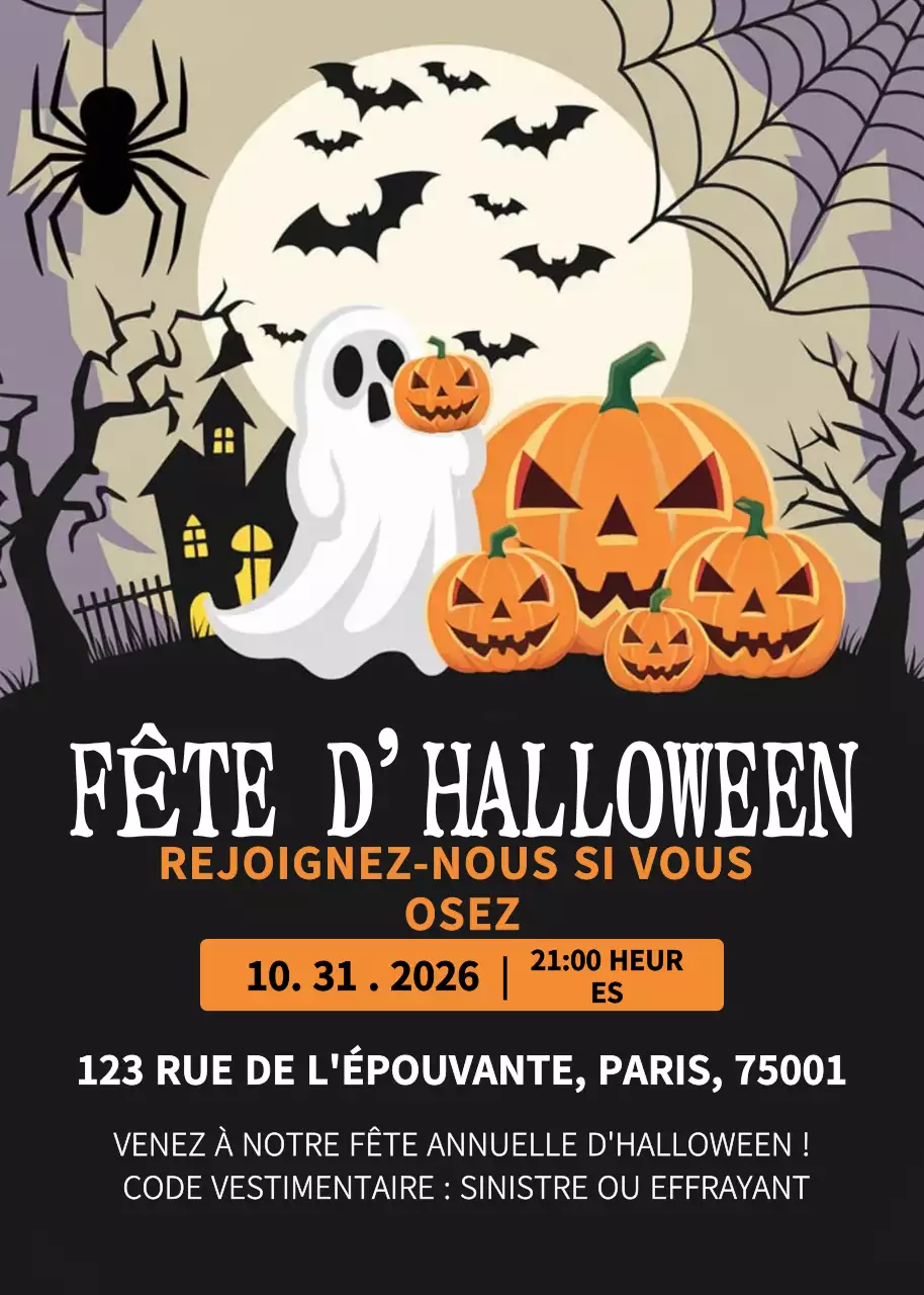 Invitation Halloween noire S1pooky