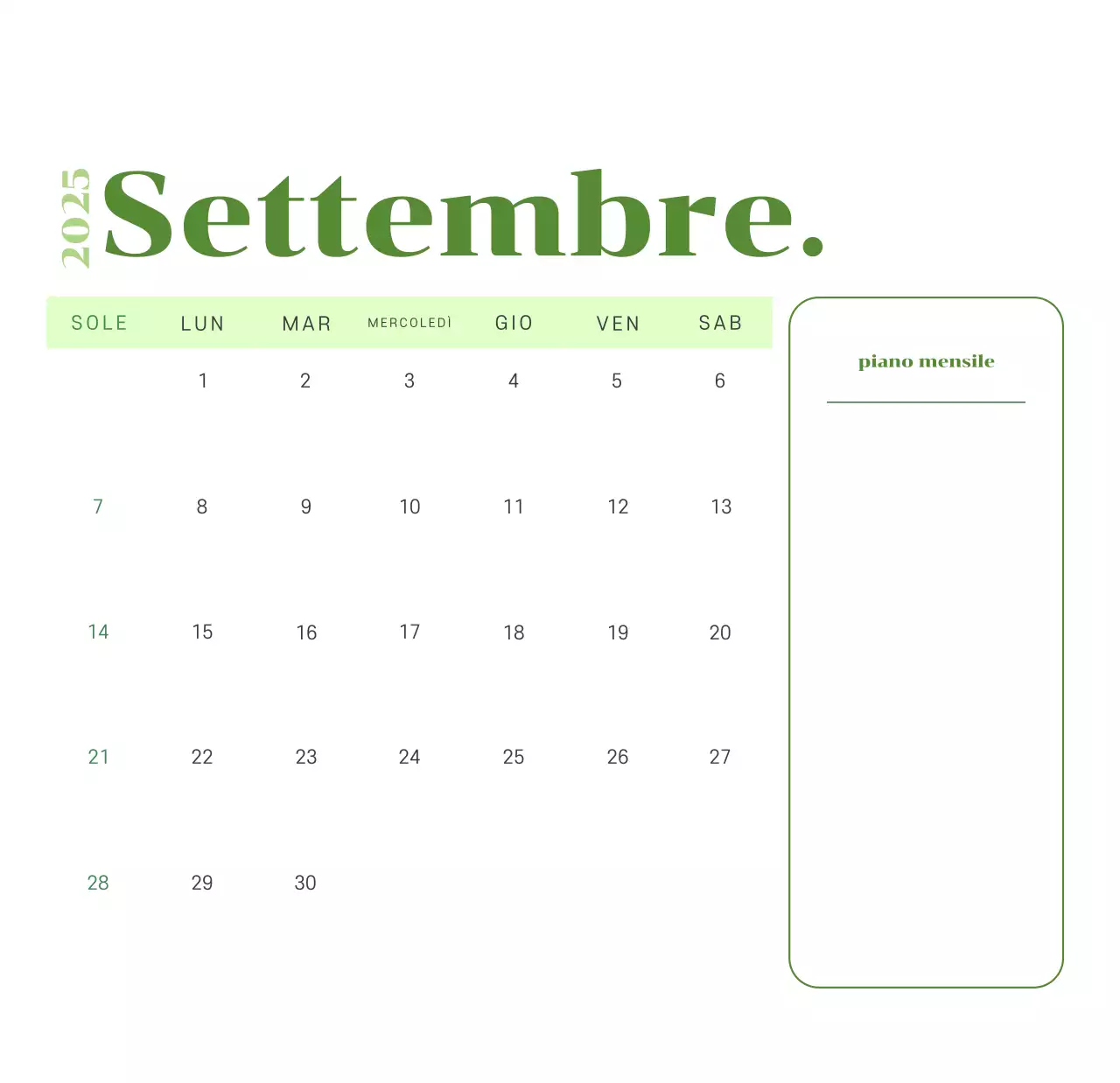 Calendario con illustrazioni giovanili su sfondo giallo-verde