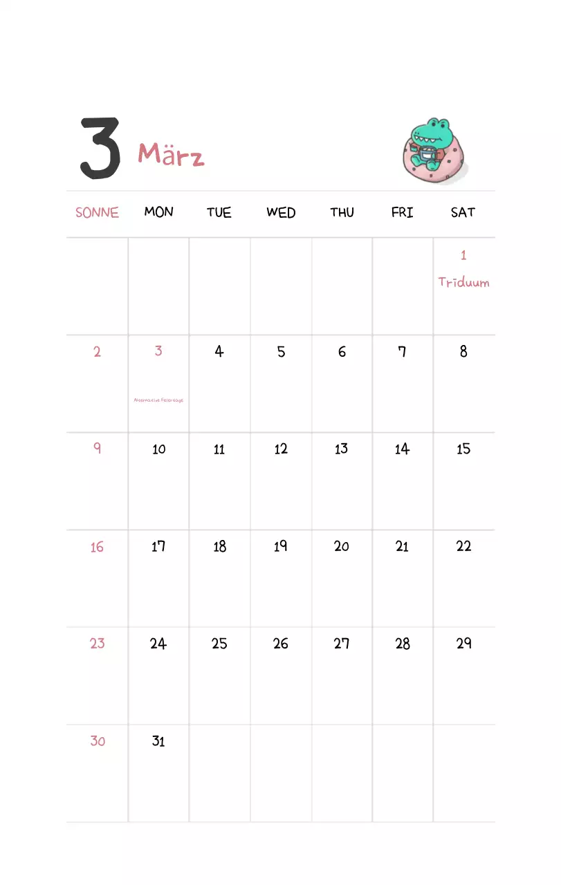 Ein Kalender mit einem niedlichen Ago-Illustrationskonzept