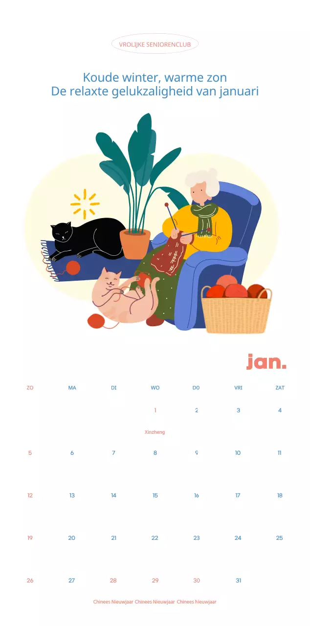 Zakelijke kalender met leuke illustraties