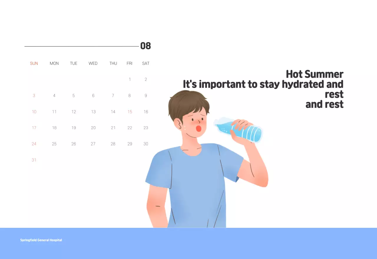 A holiday hospital with health and family themed illustrations and colorful accents