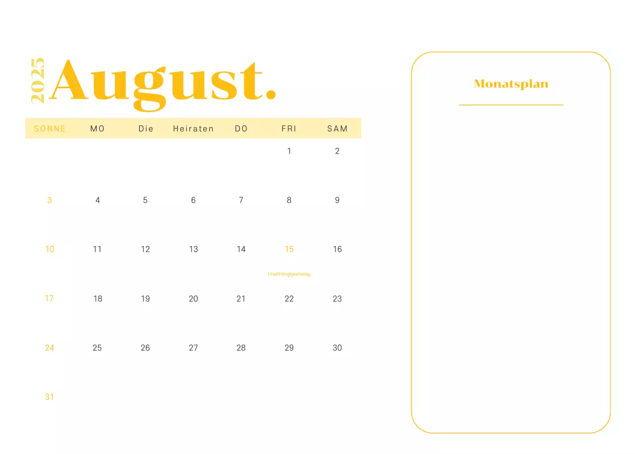 Kalender mit Jugendillustrationen auf gelb-grünem Hintergrund