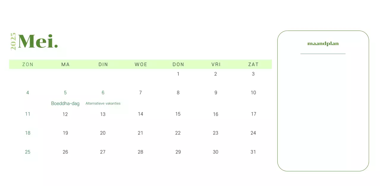 Kalender met jeugdillustraties op een geelgroene achtergrond