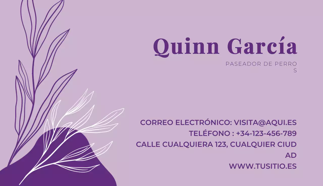 tarjeta de visita elegante morada