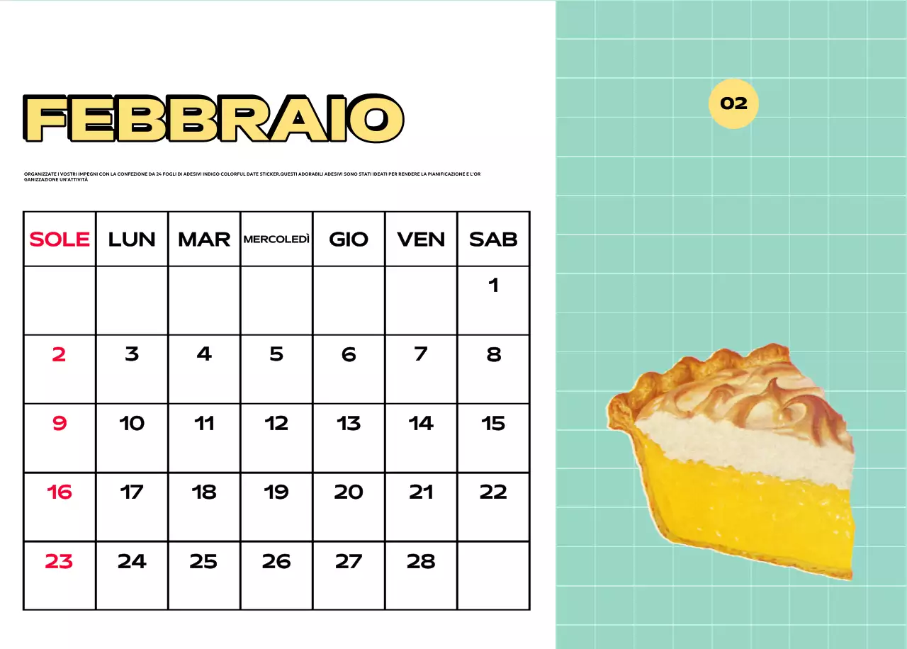 Calendari colorati con una varietà di illustrazioni retrò