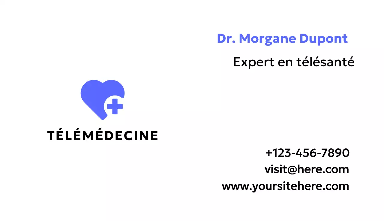 carte de visite de télémédecine minimale bleue