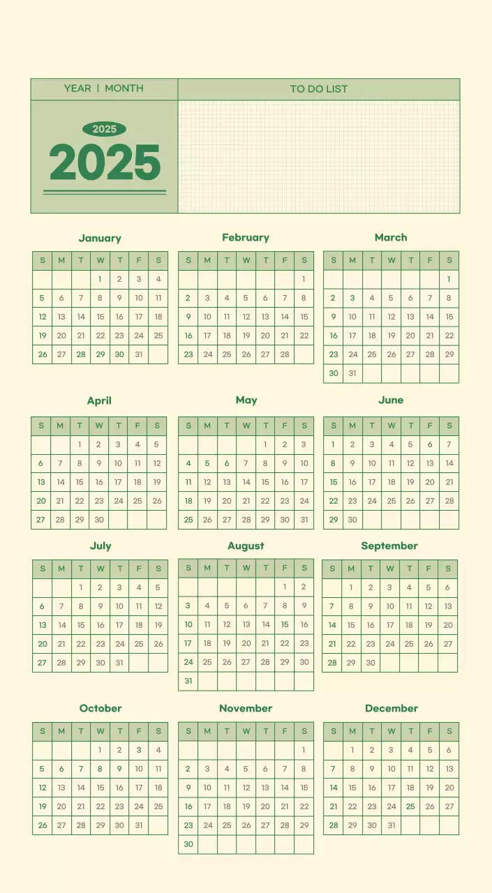 SAT D-Day Notepad Concept Wall Calendar in Green and Light Yellow