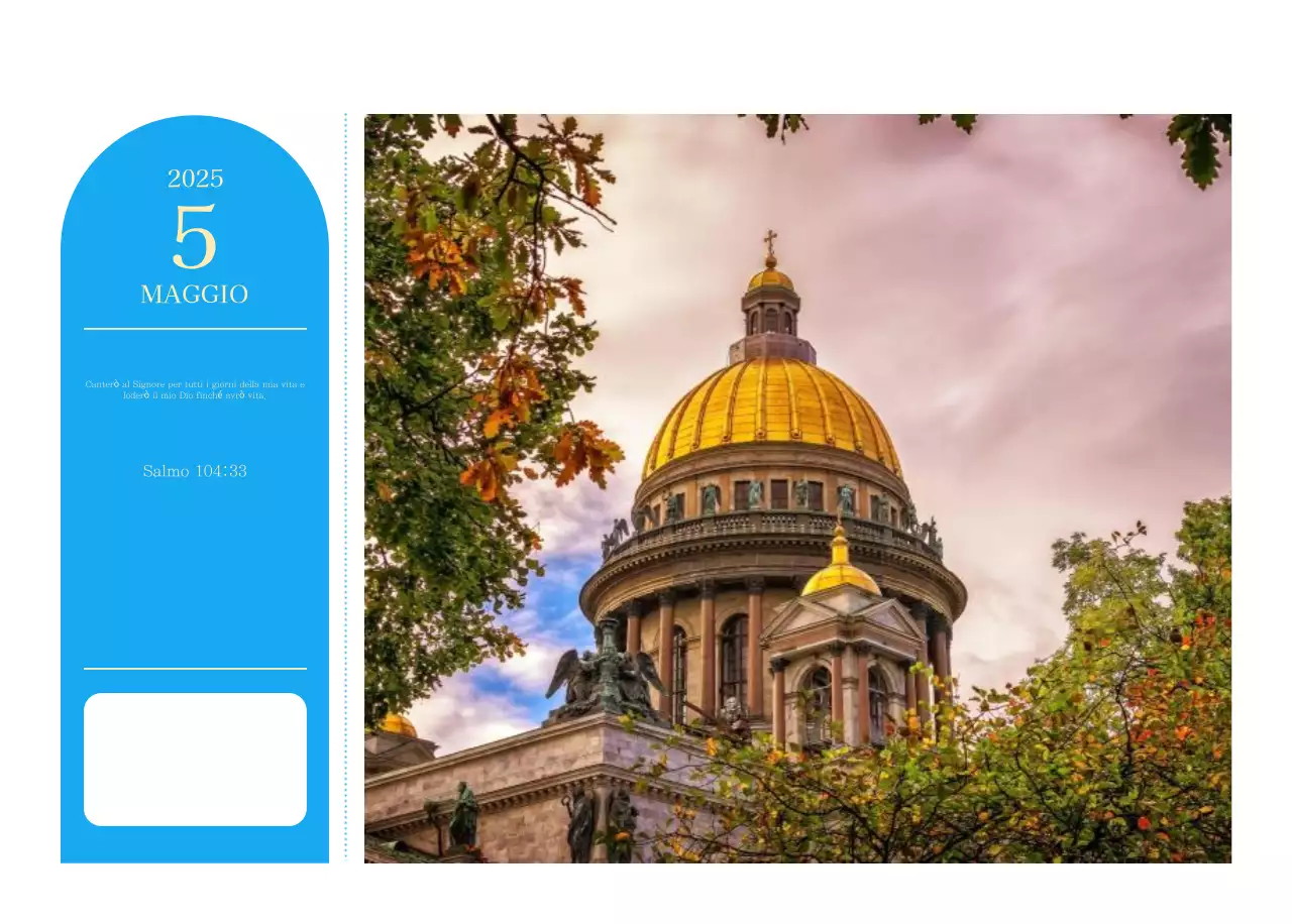 Calendario ecclesiastico blu di concezione moderna