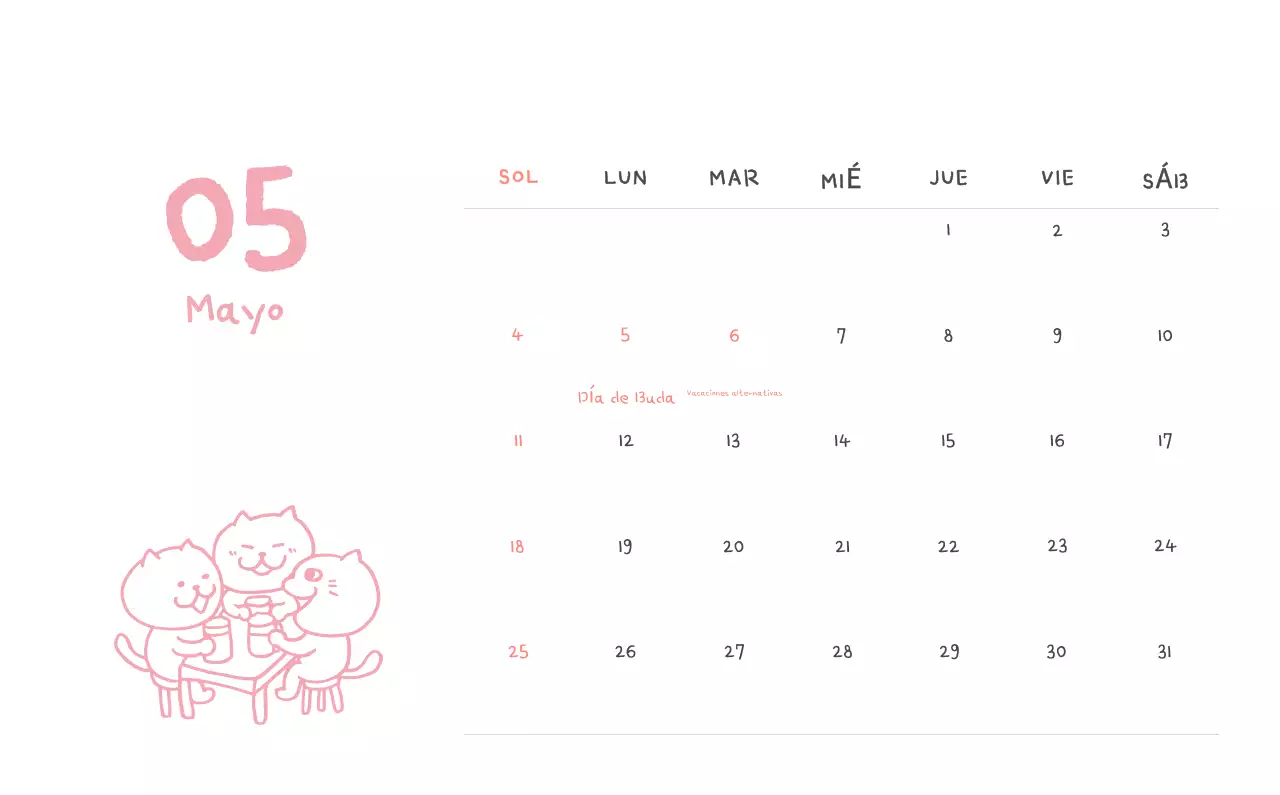 Calendario diario en marfil