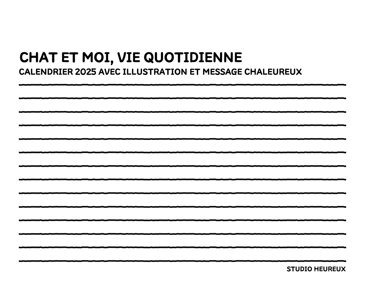 Calendrier illustré avec un joli style de lignes