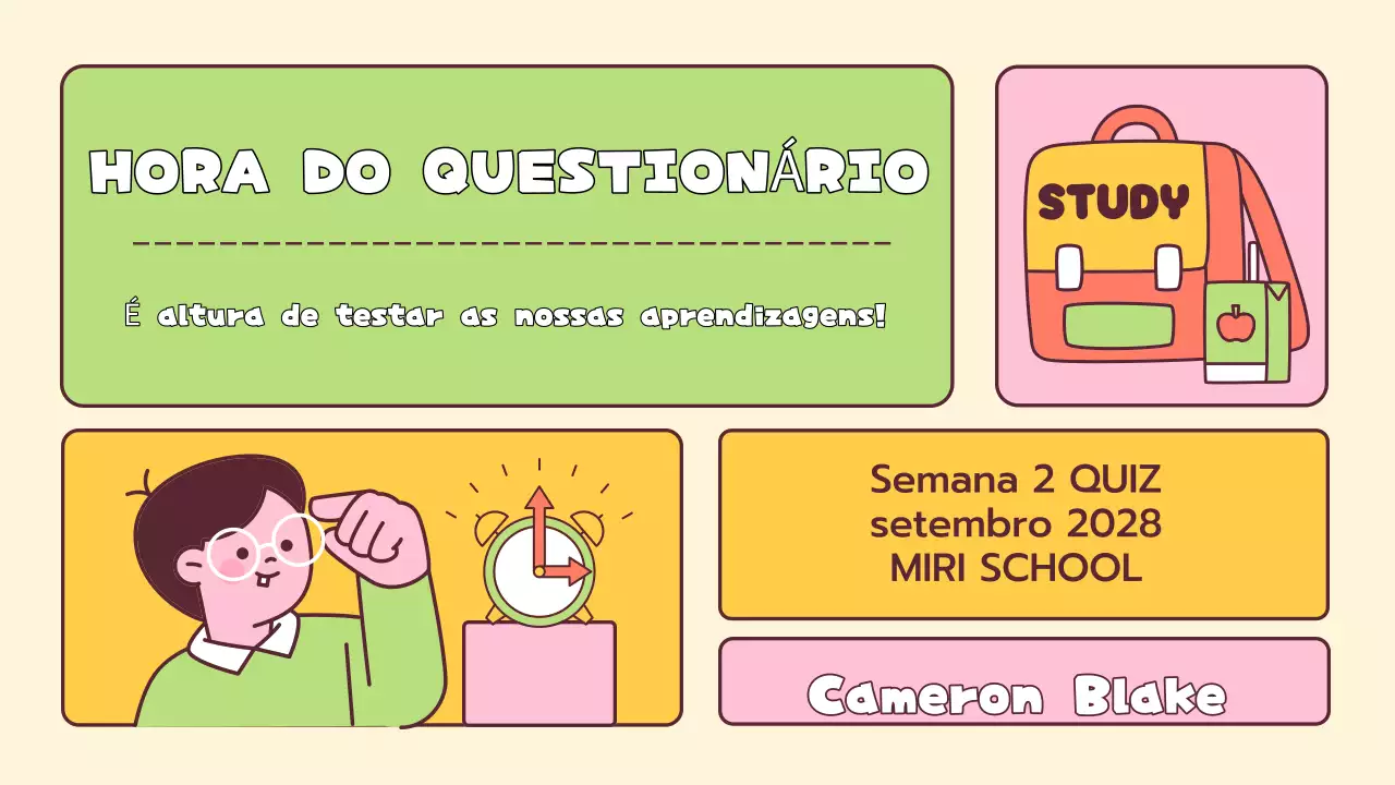 Esquema lúdico de questionário para a escola primária