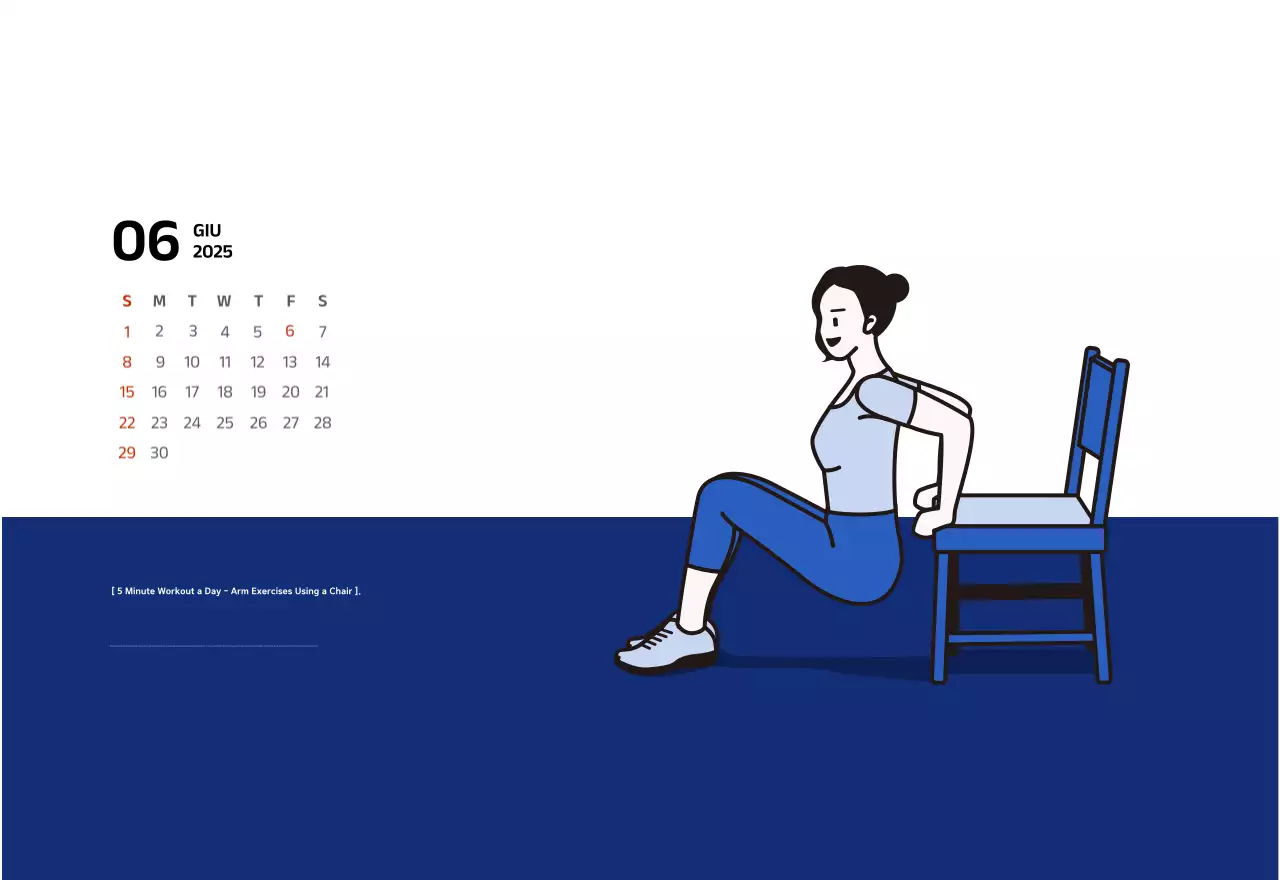 Calendario semplice con illustrazioni blu e pulite