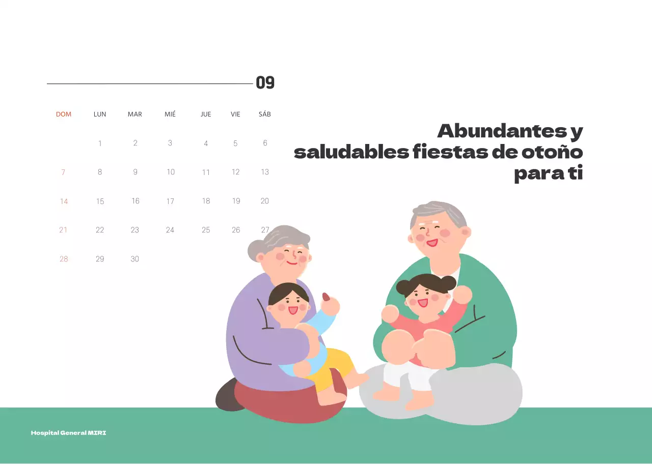 Un hospital festivo con ilustraciones de temática sanitaria y familiar y acentos de color