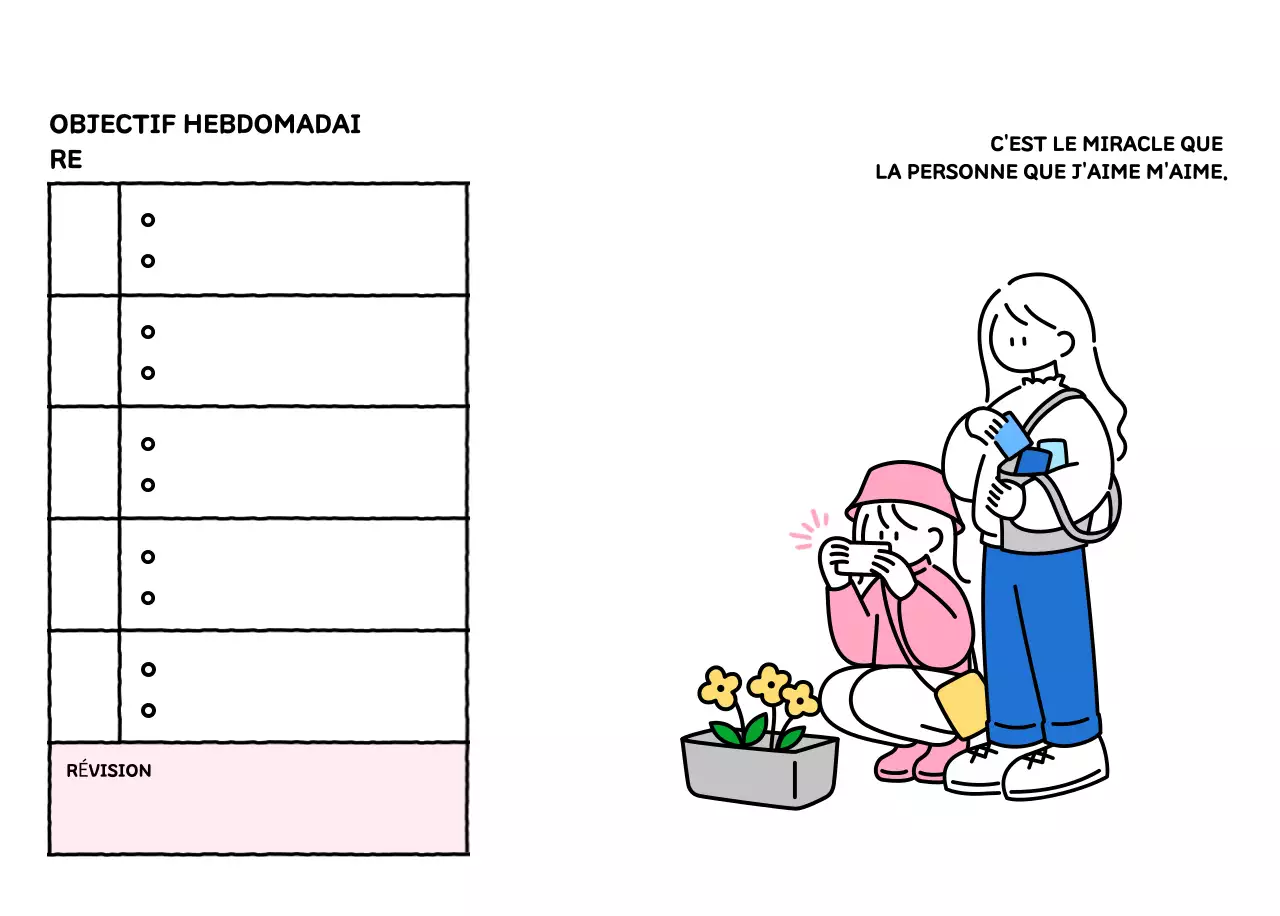 Calendrier illustré avec un joli style de lignes